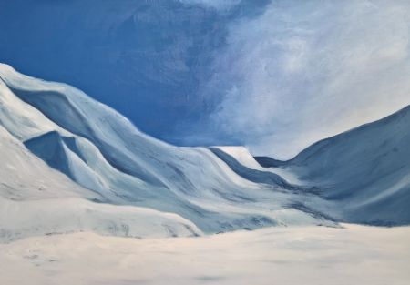 Olie maleri Svalbard 1 af Jette Hildebrandt Mogensen malet i 2016
