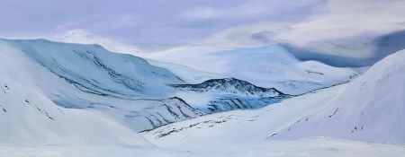 Olie maleri Svalbard 2 af Jette Hildebrandt Mogensen malet i 2016