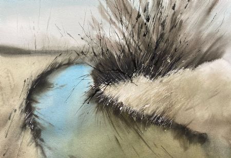 Akvarel maleri Floden af Eugenia Melamud malet i 2021