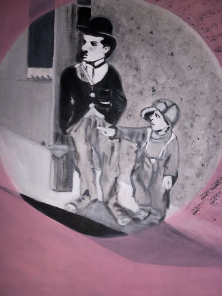 Akryl maleri Chaplin af kirstenbente pedersen malet i 2021