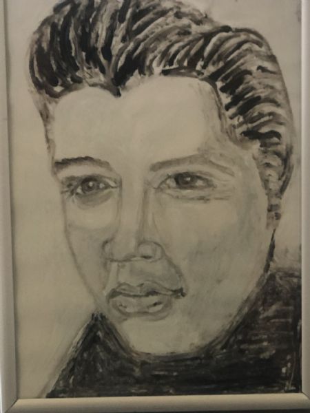 Olie maleri Elvis af kirstenbente pedersen malet i 2019