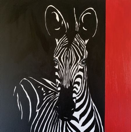 Akryl maleri Zebra af Lene Belling malet i 2021