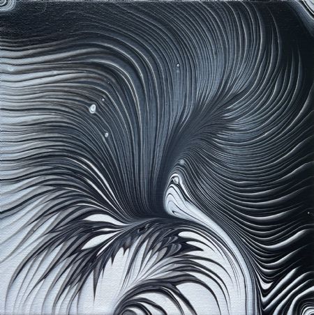 Akryl maleri Feathery 2 af Lene Unmack Larsen malet i 2021