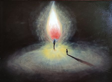Olie maleri Lys i mørke af Kim Ekdahl malet i 2021
