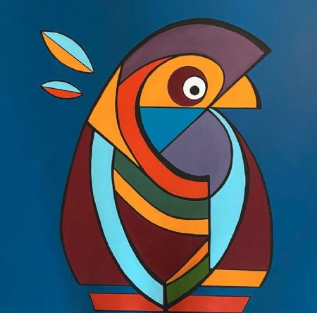 Akryl maleri Some kind of bird af Annette Mahoney malet i 2021
