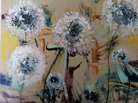 Akryl maleri blomster abstrakt af Britta Christensen malet i 2020