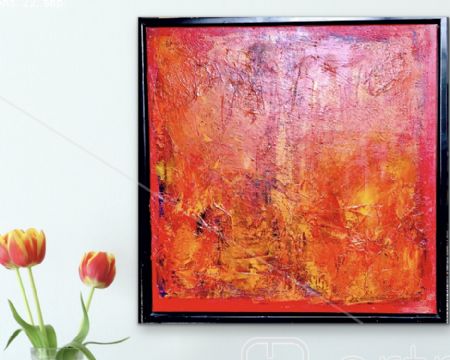 Akryl maleri Rød himmel af Lene Lundstrøm malet i 2021