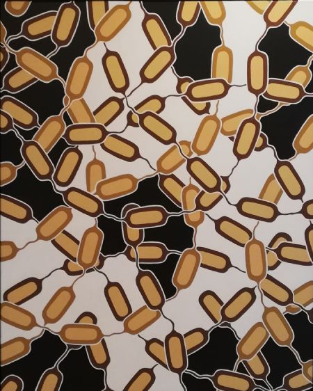 Akryl maleri Strings of Life (Brown/white/black edition) af Thomas Bay malet i 2021