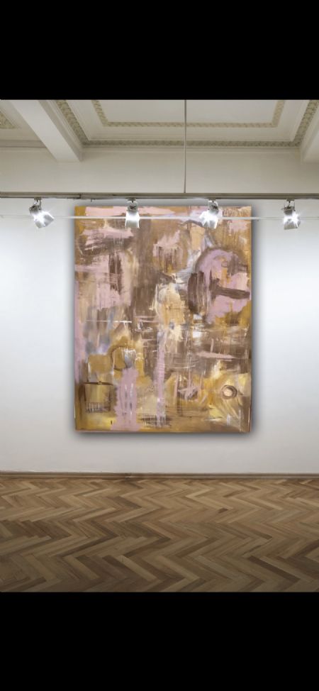 Akryl maleri Ting dukker op af Charlotte Gudmann malet i 2021
