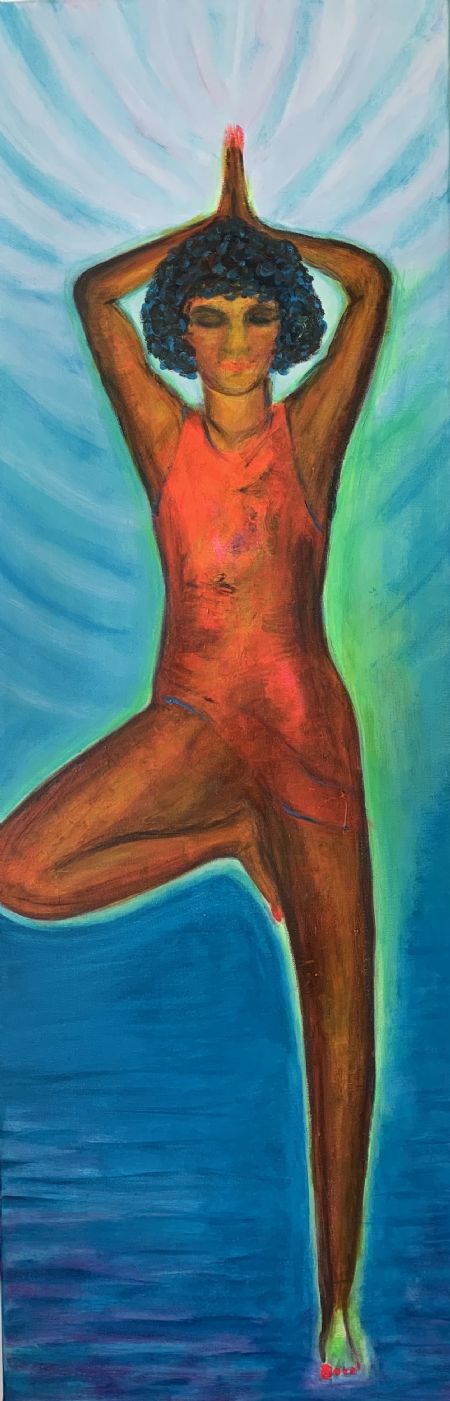 Akryl maleri Yoga af Gudrun Anette Andersen malet i 2021