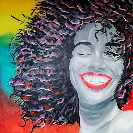 Akryl maleri Smile af Benjamin Dalatu malet i 2021