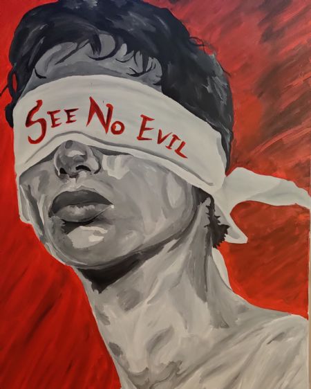 Akryl maleri See no evil af Benjamin Dalatu malet i 2019