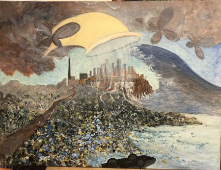 Olie maleri 2050 af John Grinderslev malet i 2021
