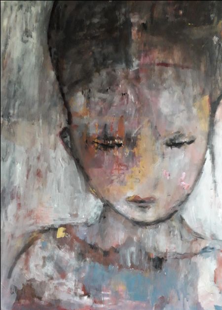 Akryl maleri Silent inside me af Jette Lili Hollesen malet i 2021