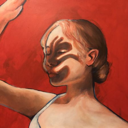 Akryl maleri Hånd for ansigt af Matilde Eriksen malet i 2020