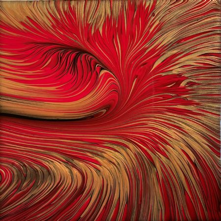 Akryl maleri Red wave I af Lene Unmack Larsen malet i 2021