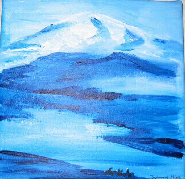 Akryl maleri Hekla 1 af Johnny Haa malet i 