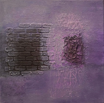 Blandede medier maleri Purple wall af Tina Vatta Hvilsted malet i 2021
