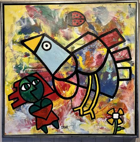 Akryl maleri Den magiske fugl af Dyhr malet i 2020