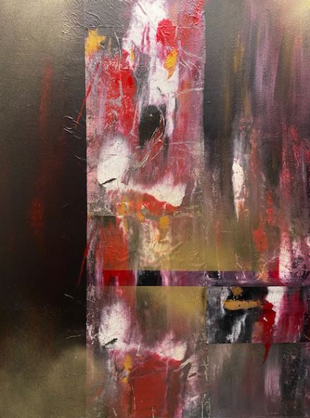 Blandede medier maleri Beyond Red af Tina Vatta Hvilsted malet i 2021
