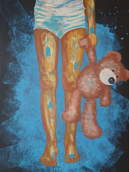 Akryl maleri Barndomsfølelse af KLart - Kristina Larsen malet i 2021