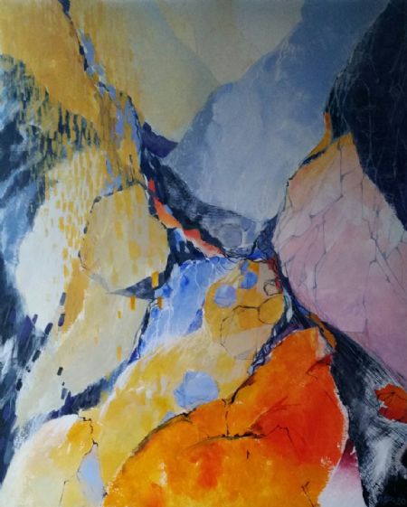 Akryl maleri Bjergvandring IV af Alicja Pedersen malet i 2020