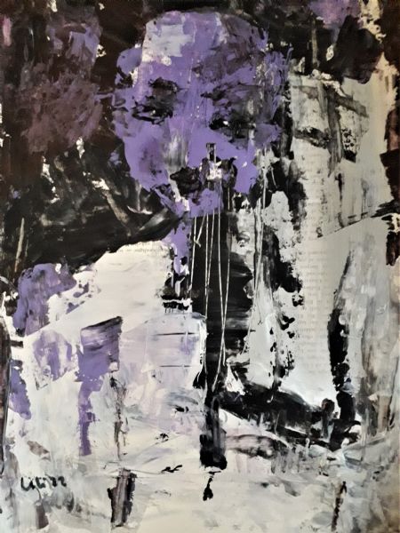 Akryl maleri violet night af Jette Lili Hollesen malet i 2021