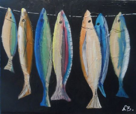 Akryl maleri Fisk af Laila bollerslev malet i 2022