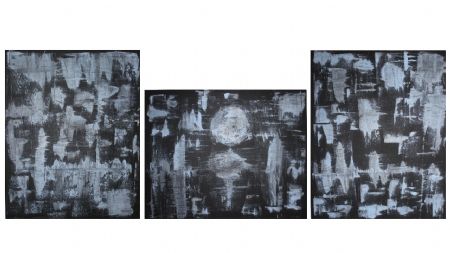 Akryl maleri grå figurer af Sonia Zuniga malet i 2022