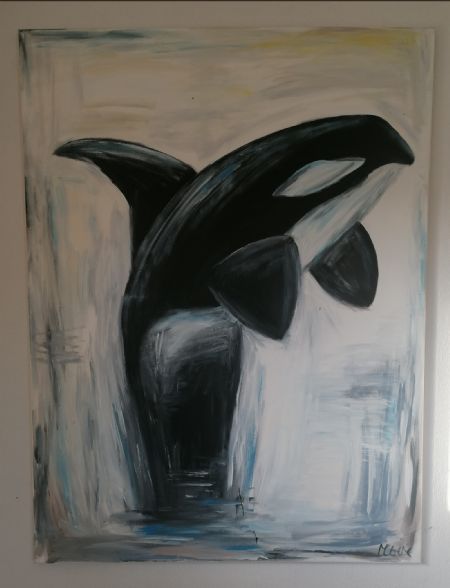 Akryl maleri Orca af Marie Bravo Morales malet i 2015