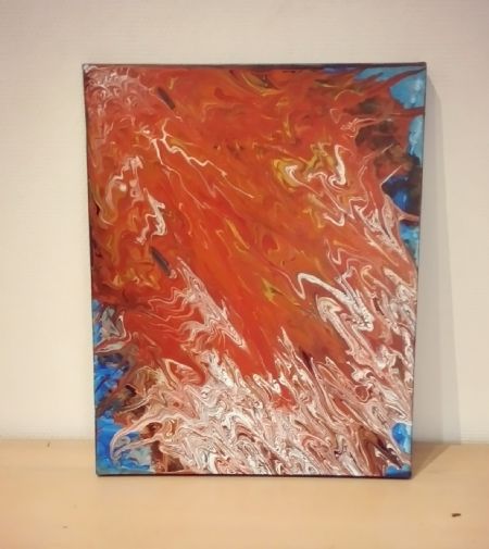 Akryl maleri Flammehav af Tanja Thychosen malet i 2022