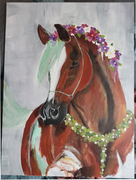 Akryl maleri Hest af Malerier V/ Agnete Laursen malet i 2021