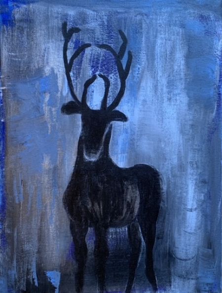 Akryl maleri Hjort Grey af Majken Sonne malet i 2022