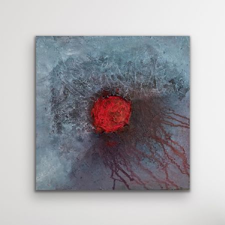 Blandede medier maleri Volcano on ice af Tina Vatta Hvilsted malet i 2022