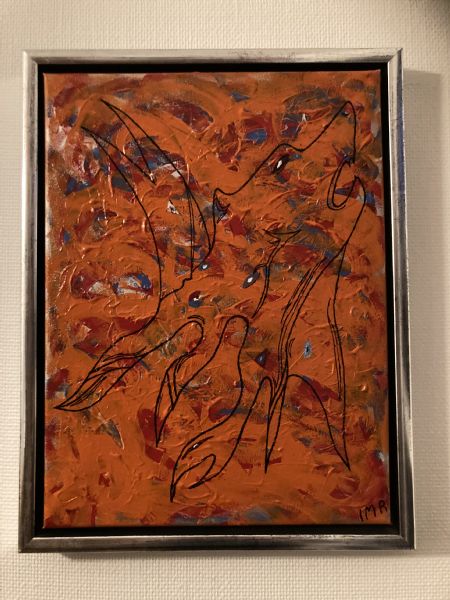 Akryl maleri Ulv med flere tunger af Munck's malerier malet i 2014
