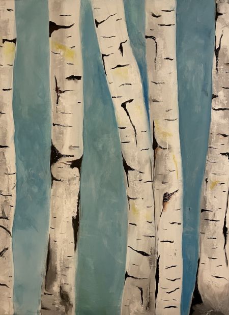 Akryl maleri Birketræer 1 af Susan Nørgaard Andersen malet i 2022