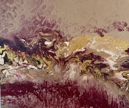Akryl maleri Rød beige flow af Marianne Nymann Jensen malet i 2021