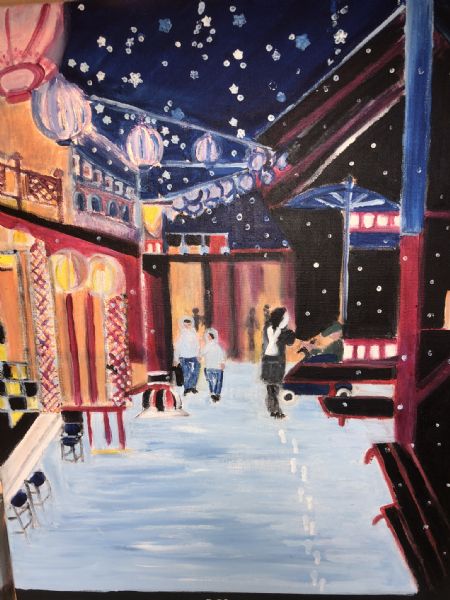 Akryl maleri Vinteraften 2018 i Tivoli af kirstenbente pedersen malet i 2021