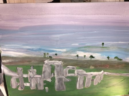 Akryl maleri Stonehenge af kirstenbente pedersen malet i 2021