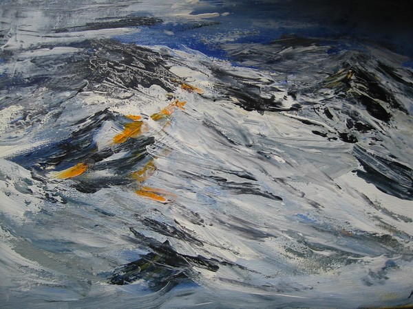 Akryl maleri bølger af Mette Matz malet i 2005