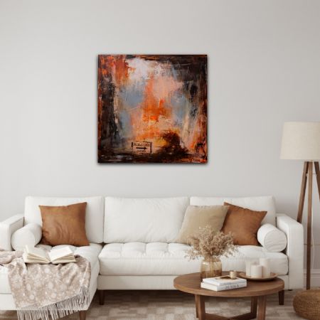 Akryl maleri Orange with a twist af Karina Døj malet i 2022
