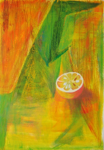 Blandede medier maleri citrus af Mette Matz malet i 1993