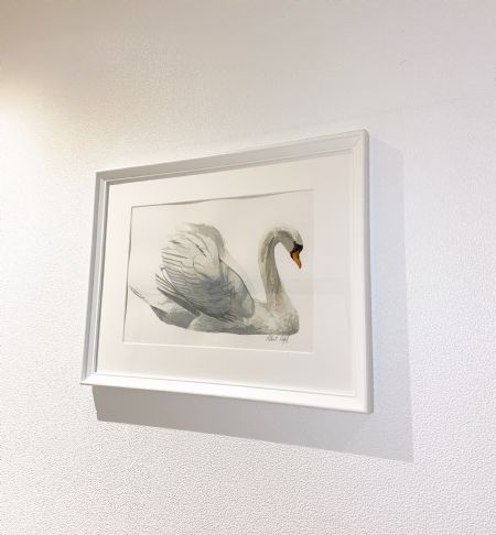 Akvarel maleri Swan af Alberte Hoff malet i 2022