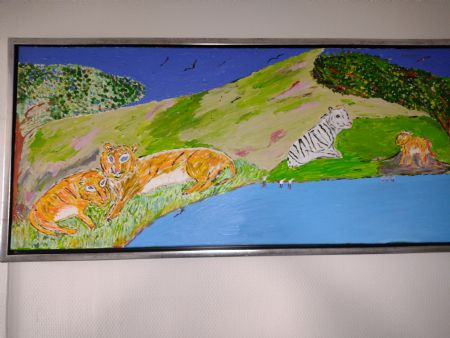 Akryl maleri Tiger af Hansi Madsen malet i 2019