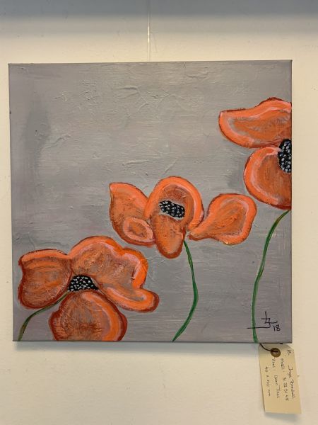 Akryl maleri Orange valmuer af Inge Bredall malet i 2020