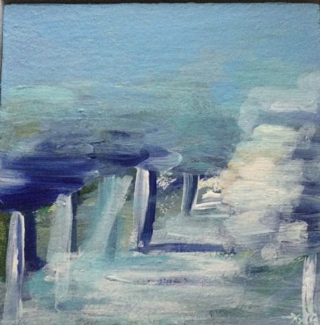 Akryl maleri Blå Natur af Kylle Gulmark malet i 2020