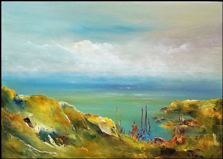 Akryl maleri Østkysten. Morgen stemning, af Atelier Olsson - Kurt Olsson malet i 2022