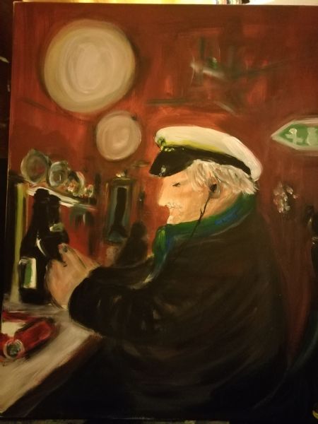 Akryl maleri Skipper af Bruun Falck malet i 2022