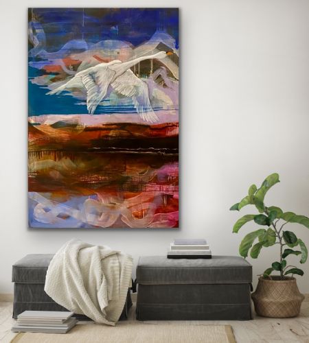 Akryl maleri Svanen af Pia Boe malet i 2021