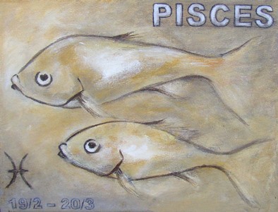 Akryl maleri Pisces af Gahr malet i 2007